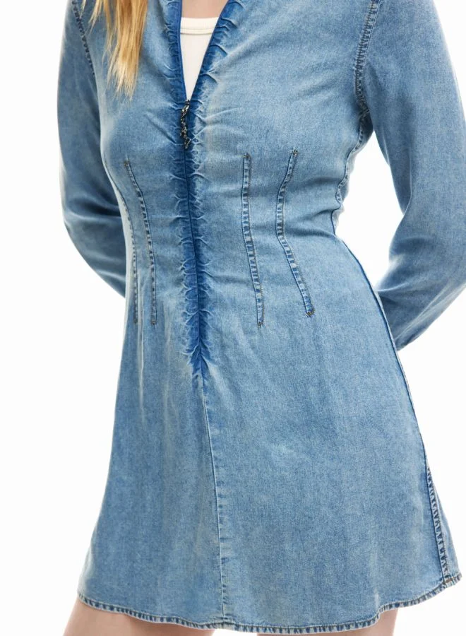 DESIGUAL denim blue Slim denim dress for Women | Best Price UAE